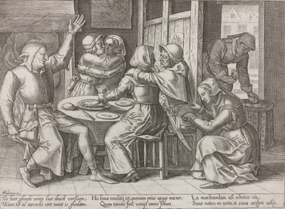 Compagnie buvant avec un bouffon - Adriaen Huybrechts (I)