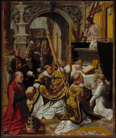 La messe de Saint Grégoire le Grand (540-604) - Adriaen Isenbrandt or Isenbrant