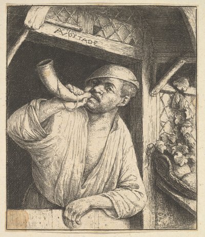 Boulanger soufflant dans une corne, 1610-85 - Adriaen Jansz. van Ostade