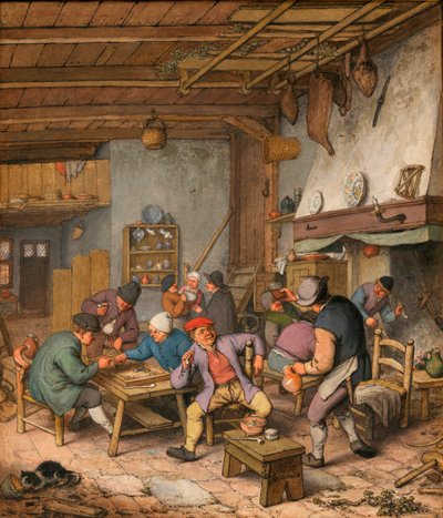 Salle dans une auberge avec des paysans buvant, fumant et jouant au backgammon - Adriaen Jansz. van Ostade