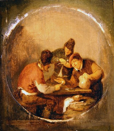 Trois paysans buvant et fumant dans une taverne - Adriaen Jansz. van Ostade