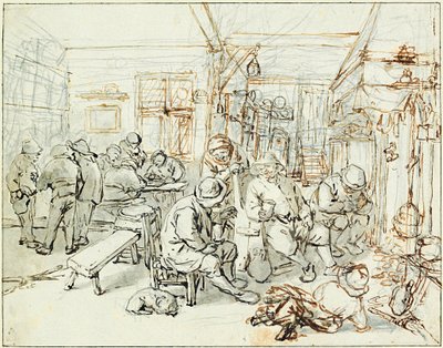 Un groupe de paysans dans une taverne - Adriaen Jansz. van Ostade