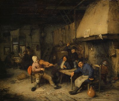 Joueur de violon et paysans buvant dans une taverne - Adriaen Jansz. van Ostade