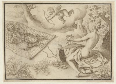 Le filet de pêche - Adriaen Matham (possibly)