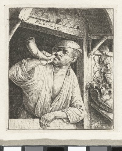 Boulanger soufflant dans une corne - Adriaen van Ostade