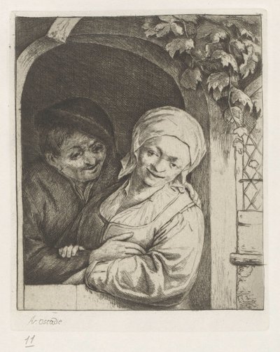 Paysans amoureux dans une porte - Adriaen van Ostade