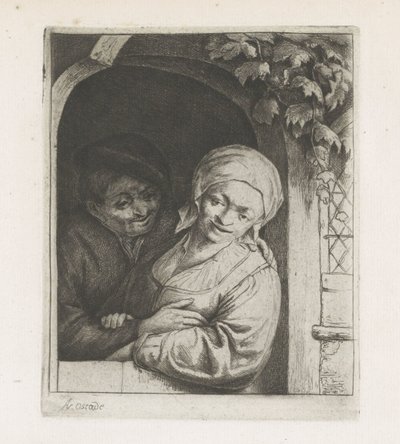 Paysans amoureux dans une porte - Adriaen van Ostade