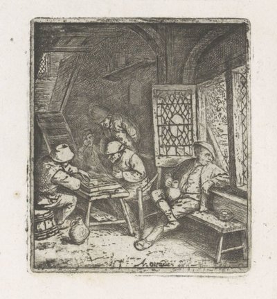 Intérieur paysan avec joueurs de tric-trac - Adriaen van Ostade