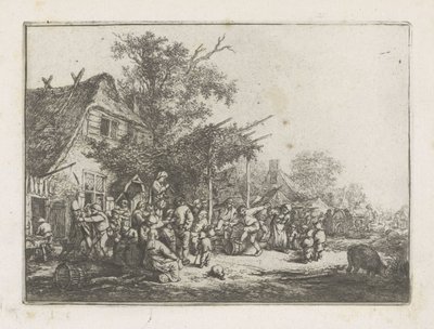 Paysans dansant devant une auberge - Adriaen van Ostade
