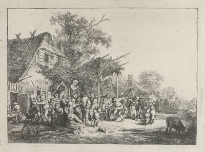 Paysans dansant devant une auberge - Adriaen van Ostade