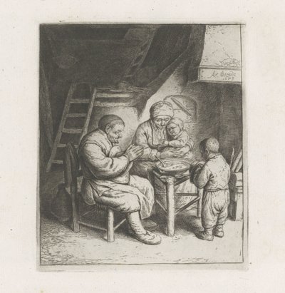 Famille priant avant le repas - Adriaen van Ostade