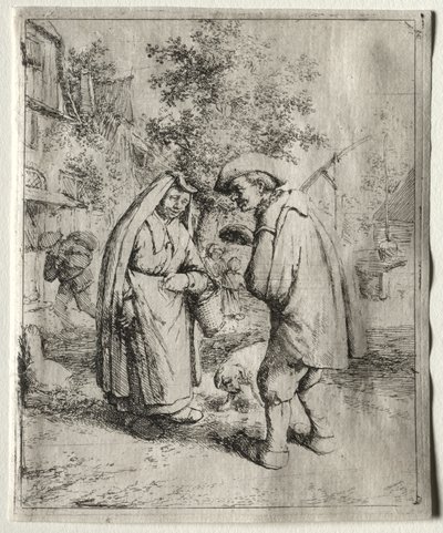 Homme conversant avec une femme - Adriaen van Ostade