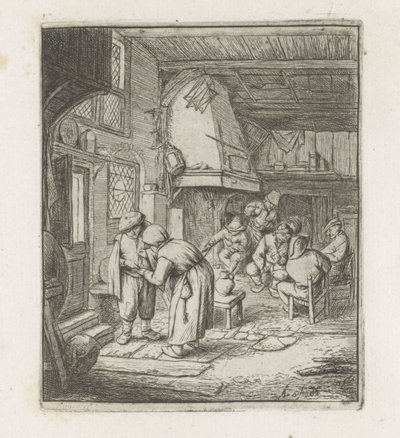 Homme payant une femme dans une auberge - Adriaen van Ostade