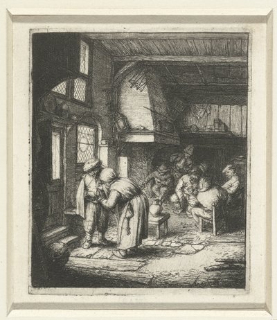 Homme payant ses frais à une femme dans une auberge - Adriaen van Ostade