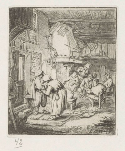 Homme payant ses frais à une femme dans une auberge - Adriaen van Ostade