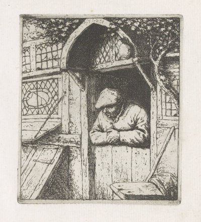 Homme appuyé sur une porte inférieure - Adriaen van Ostade