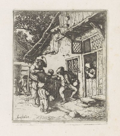 Deux musiciens devant une maison - Adriaen van Ostade