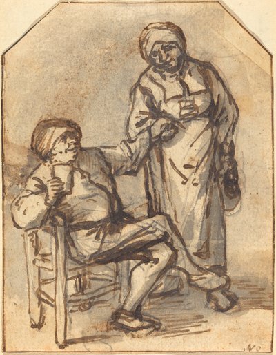 Deux paysans buvant - Adriaen van Ostade