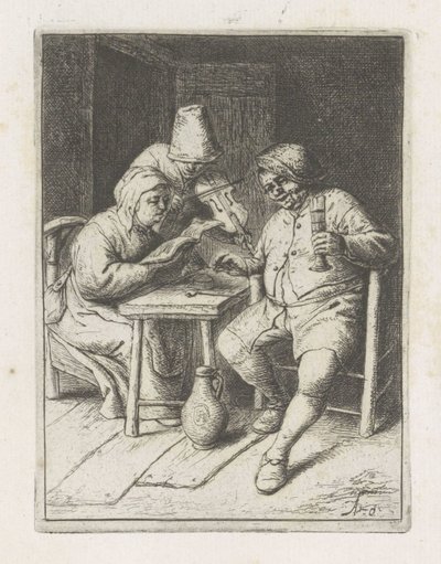 Violoniste avec un couple à table - Adriaen van Ostade
