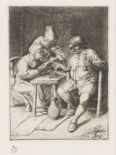 Violoniste et un homme et une femme chantant - Adriaen van Ostade