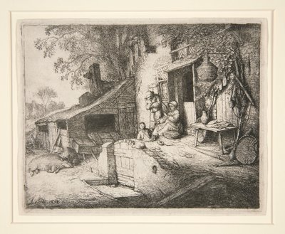 Femme filant à la porte d