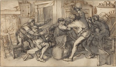 Paysans se battant dans une taverne - Adriaen van Ostade and Cornelis Dusart
