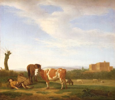 Paysage pastoral avec un berger endormi, XVIIe siècle - Adriaen van de Velde