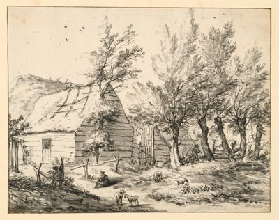 Ferme derrière une rangée de saules têtards - Adriaen van de Velde