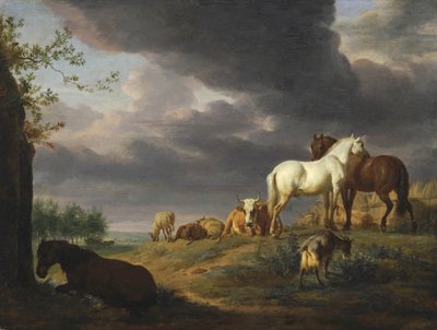 Néerlandais : Paysage avec des chevaux et d