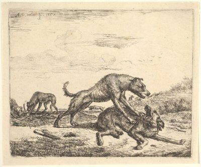 Chiens de combat, de Différents Animaux - Adriaen van de Velde