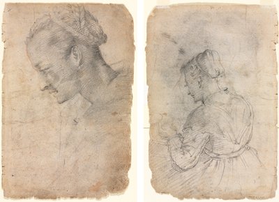 Profil de tête de femme (recto) Une servante de cuisine (verso) - Adriaen van de Velde