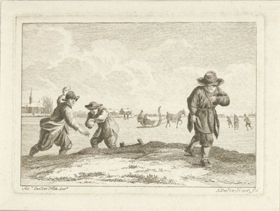 Lanceurs de boules de neige, gravé par Anthonij van der Haer, c.1745-85 - Adriaen van de Velde