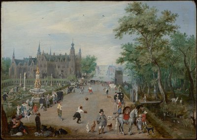 Un jeu de balle devant un palais de campagne - Adriaen van de Venne