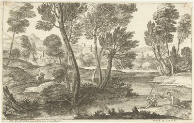 Paysage avec deux pêcheurs - Adriaen van der Kabel