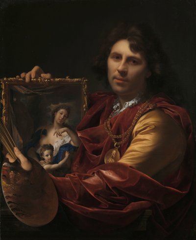 Autoportrait avec le portrait de sa femme Margaretha van Rees et leur fille Maria - Adriaen van der Werff