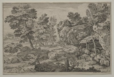 Paysage avec bergers et deux troupeaux - Adrian van der Cabel