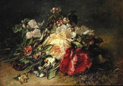 Nature morte avec roses et pensées - Adriana Joanna Haanen