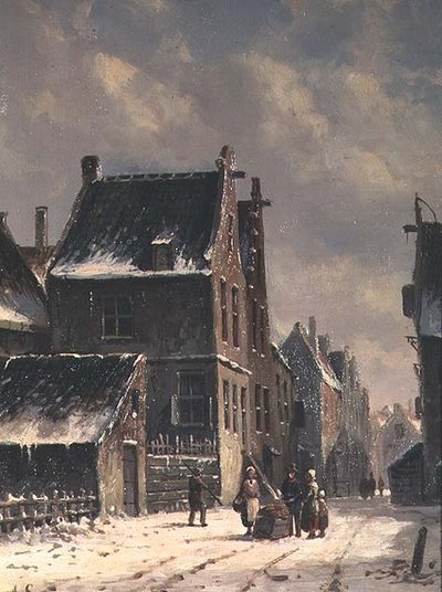 Ville hollandaise en hiver - Adrianus Eversen