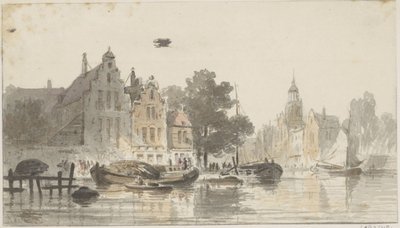 Vue de la ville avec canal - Adrianus Eversen