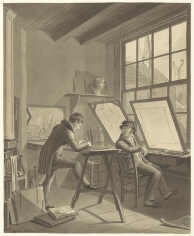 Atelier de Jacob Ernst Marcus dans la Rozenstraat à Amsterdam - Adrianus Gerardus van Schoone