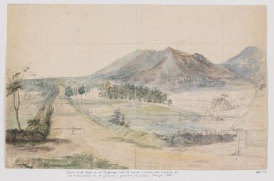 Vue sur les volcans Gedé et Pangrango, route Cianjur-Cipanas et résidence du gouverneur général à Cipanas, Priangan, Java occidental - Adrianus Johannes Bik