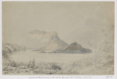 Vue de Lontar sur Banda Neira et le Gunungapi fumant, îles Banda, Moluques centrales - Adrianus Johannes Bik
