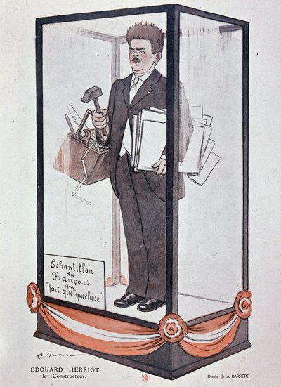 Caricature de Barrère sur Herriot dans Fantasio: « Édouard Herriot: le bâtisseur » - Adrien Barrere