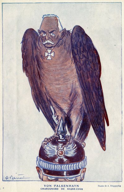 Caricature du général allemand Erich von Falkenhayn (1861-1922) (Basse Cour Charognard) dans « Fantasio » 1916 - Illustration par Adrien Barrère (1877-1931) - Adrien Barrere