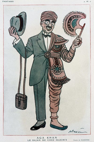 Dessin comique de Barrère sur Muhammad Chah Agha Khan III - Adrien Barrere
