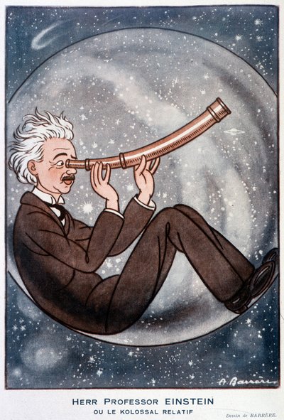Herr professor Einstein ou le relatif Kolossal - Illustration par Adrien Barrere (1877-1931) dans "Fantasio" du 01/03/1931 - Adrien Barrere