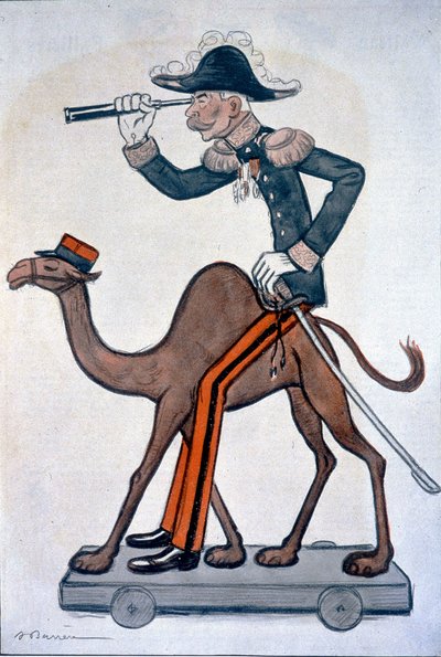 Moulaï - Hubert (Louis-Hubert-Gonzalve) Lyautey (1854-1934), caricature de Lyautey au Maroc - par Barrère, dans « Fantasio » du 15/06/1912 - Adrien Barrere