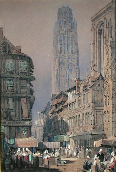 Marché au pied de la Tour de Beurre, Rouen - Adrien Dauzats