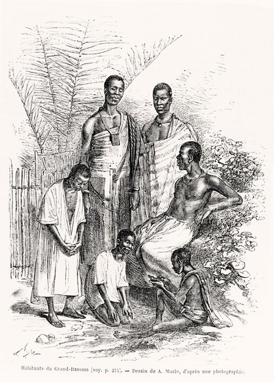 Habitants de Grand-Bassam, illustration du Tour du Monde, 1868 - Adrien Emmanuel Marie