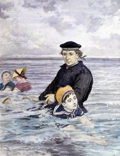 Leçon de natation - dessin d